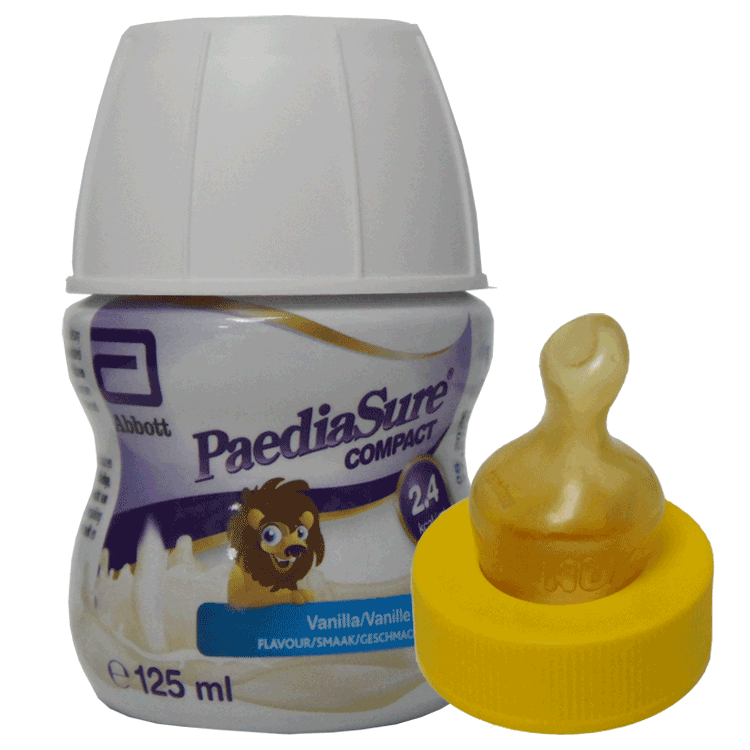 Paediasure Compact Vanille x 4 avec ou sans tétines stériles à visser x 4