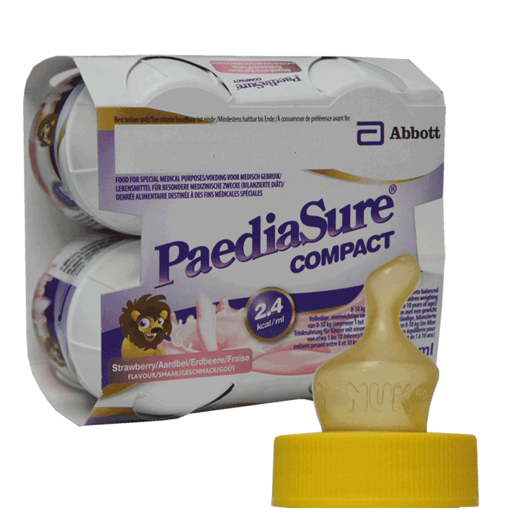 Paediasure Compact Strawberry x 4 mit oder ohne sterilen Schraubsaugern x 4