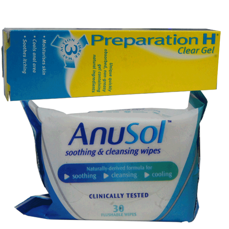 Preparation H Clear Gel  50 g for Haemorrhoids with or without Anusol Wipes x 30