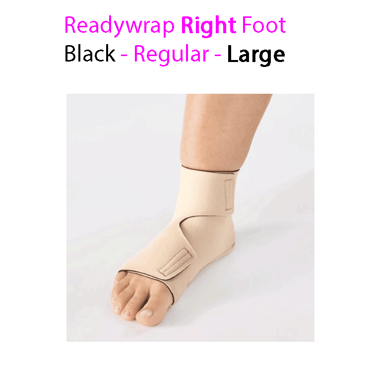 ReadyWrap RIGHT FOOT Verstellbares Kompressionskleidungsstück mit Klettverschlüssen für chronische Ödeme