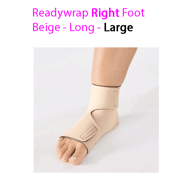 ReadyWrap RIGHT FOOT Verstellbares Kompressionskleidungsstück mit Klettverschlüssen für chronische Ödeme