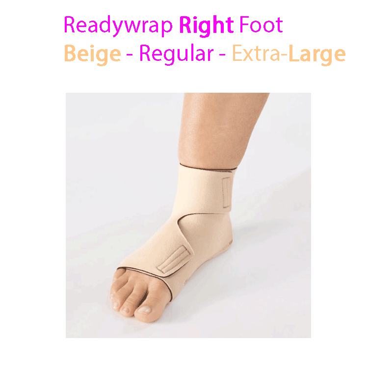 ReadyWrap RIGHT FOOT Verstellbares Kompressionskleidungsstück mit Klettverschlüssen für chronische Ödeme