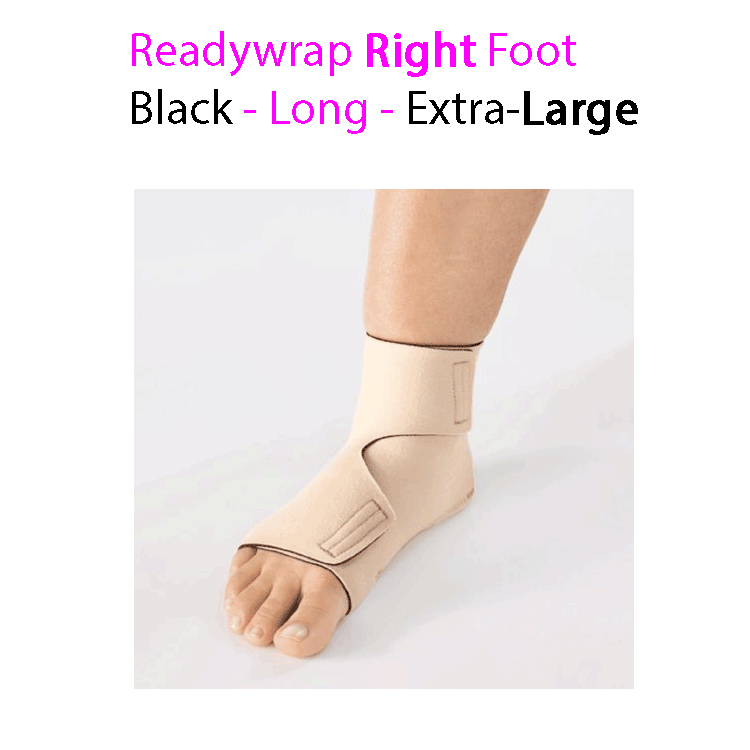 ReadyWrap RIGHT FOOT Verstellbares Kompressionskleidungsstück mit Klettverschlüssen für chronische Ödeme