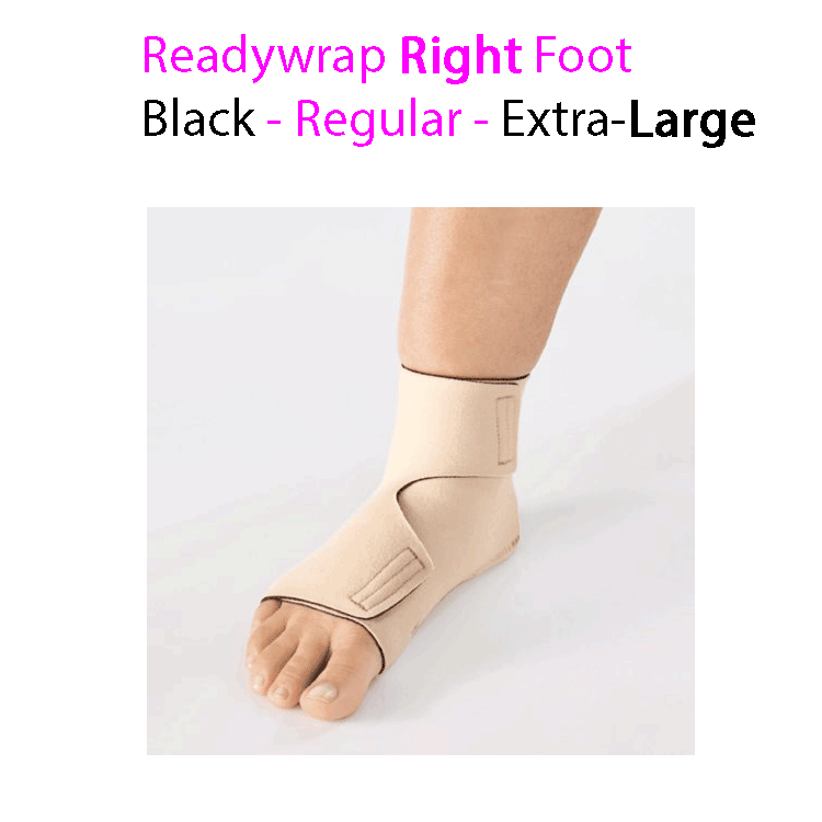 ReadyWrap RIGHT FOOT Verstellbares Kompressionskleidungsstück mit Klettverschlüssen für chronische Ödeme