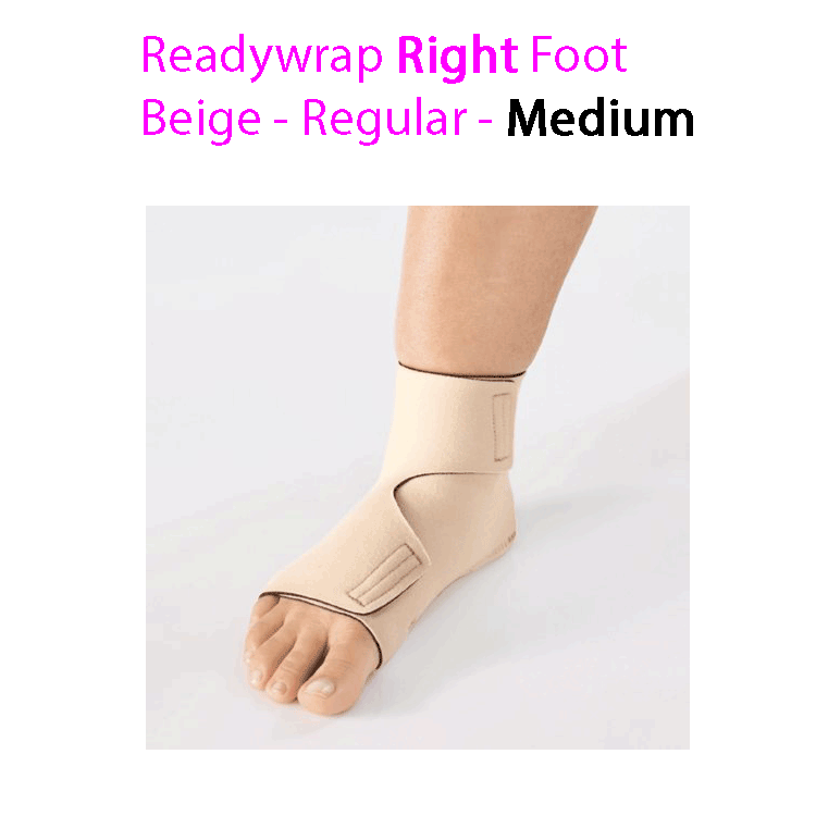 ReadyWrap RIGHT FOOT Verstellbares Kompressionskleidungsstück mit Klettverschlüssen für chronische Ödeme
