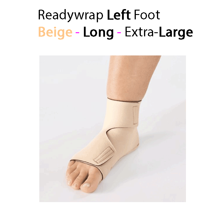 ReadyWrap LEFT FOOT Adjustable Compression Garment with Velcro Straps for Chronic Oedema