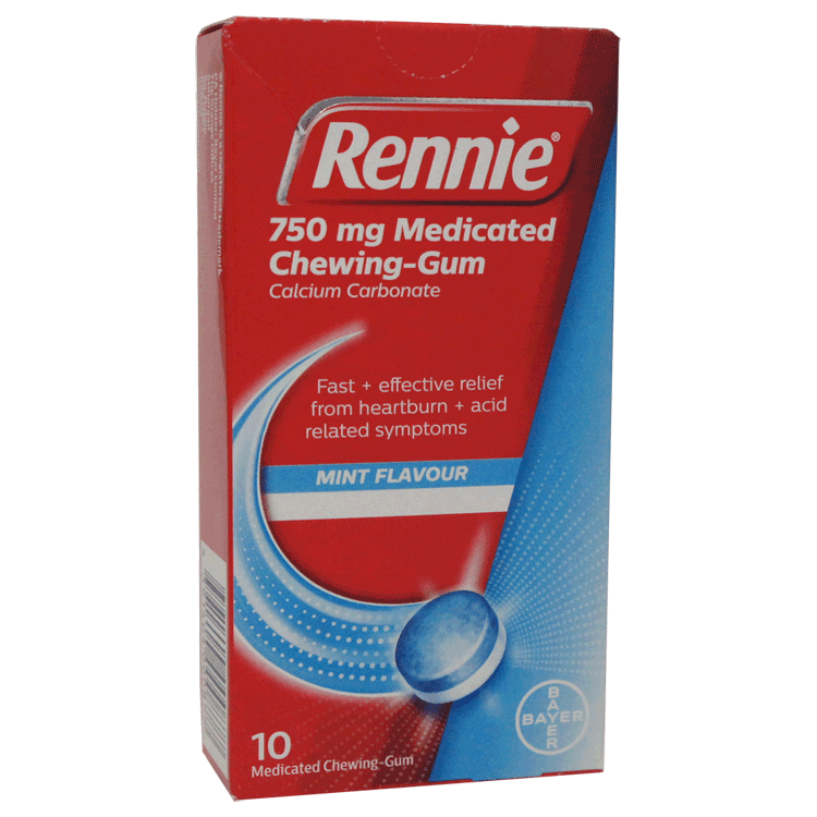 Rennie 750mg Medicated chewing gum x 10 pieces