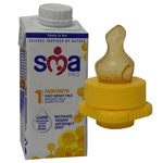 Travel Adapter for SMA First Infant Ready to Use milk cartons 200ml + SMA Teats ( Yellow Neck ) x 2