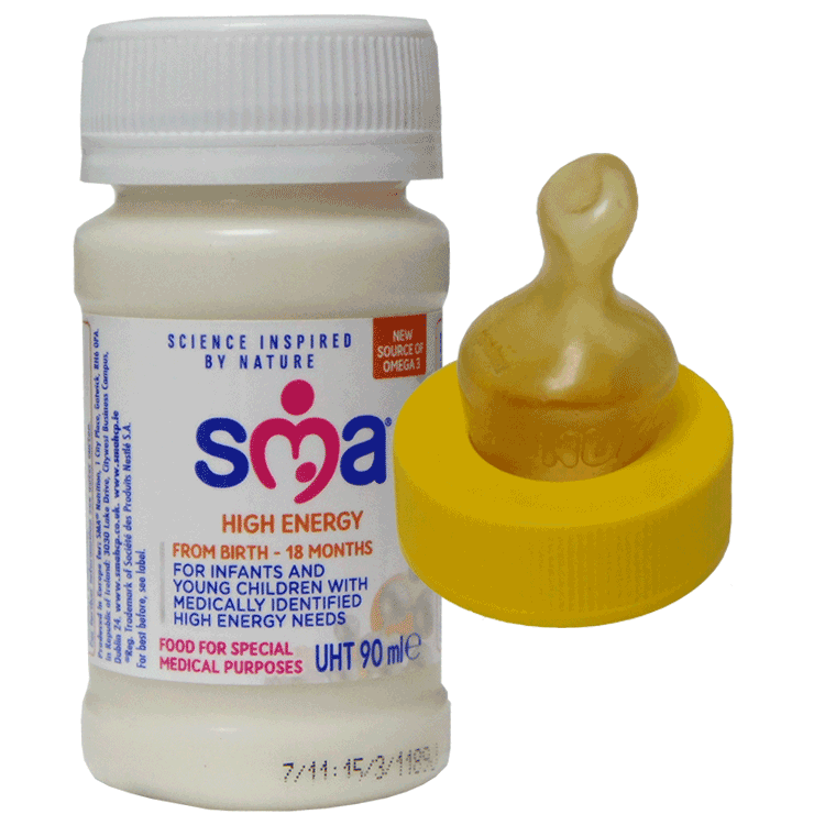 SMA High Energy Milk, gebrauchsfertig, 90 ml x 32 Flaschen + 32 sterile Schraubsauger