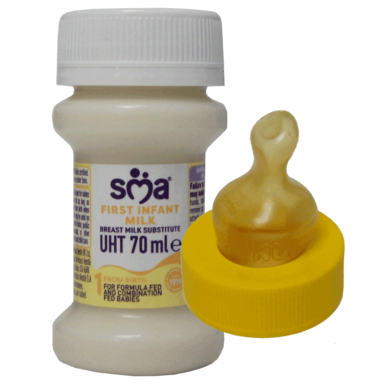SMA PRO First Ready to Use 70ml x 32 + SMA Sterile Yellow Neck Teats x 32