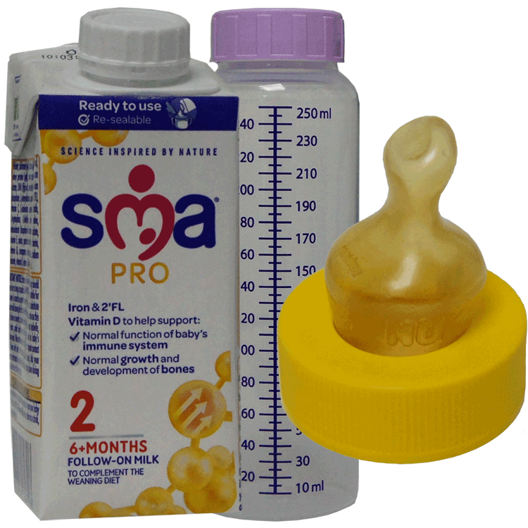 Reispakket voor steriele noodbabymelk - SMA PRO Follow On-babymelk 200 ml x 6 (met 6 x steriele flessen en 6 steriele spenen)