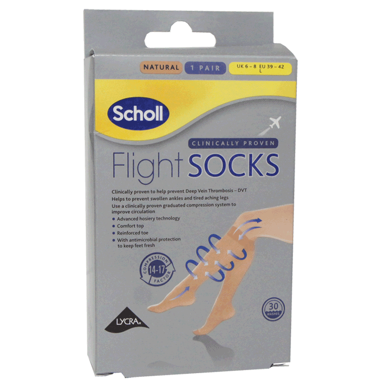 Scholl Flight Socks - 1 Pair -  Natural Colour