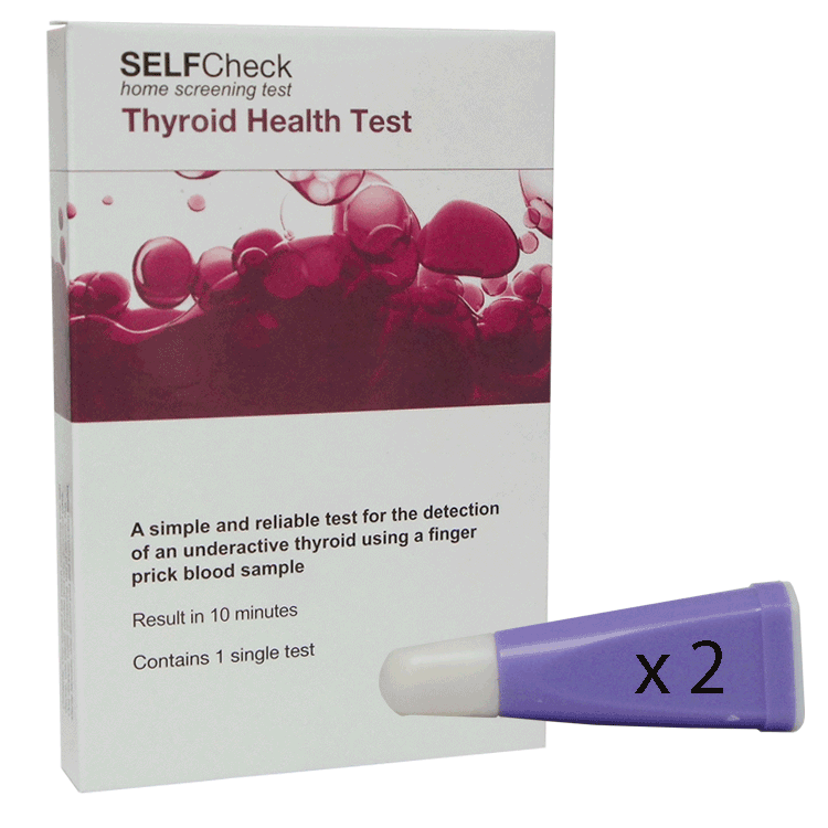 Self Check Thyroid Health Test x 1 - Easy to read result + GlucoRx Safety Finger Pricking Lancets x 2