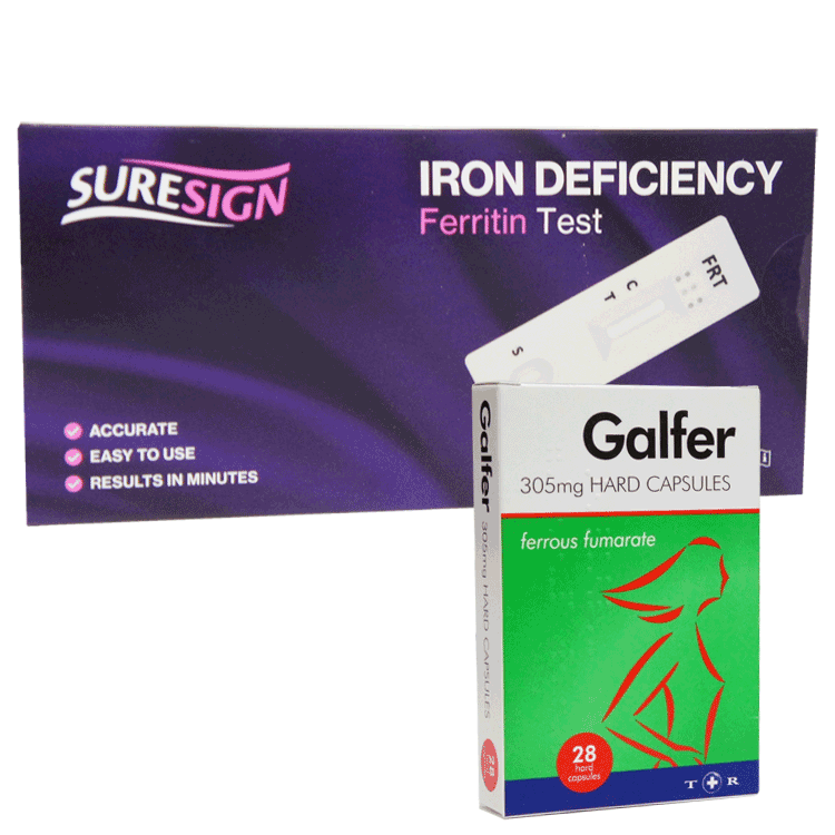 Suresign Iron Deficiency Test x 1 - Ferritin Test With or Without Galfer Iron Supplement