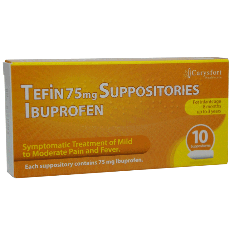 Ibuprofen Suppositories 75mg x 10 ( Tefin ) - For infants over 8 months