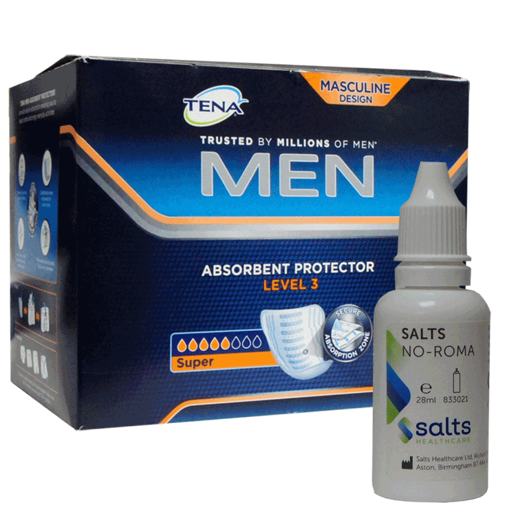 Tena for Men Level 3 Pads x 8 Super - Heavy absorption - With or Without Salts Urine Deodoriser