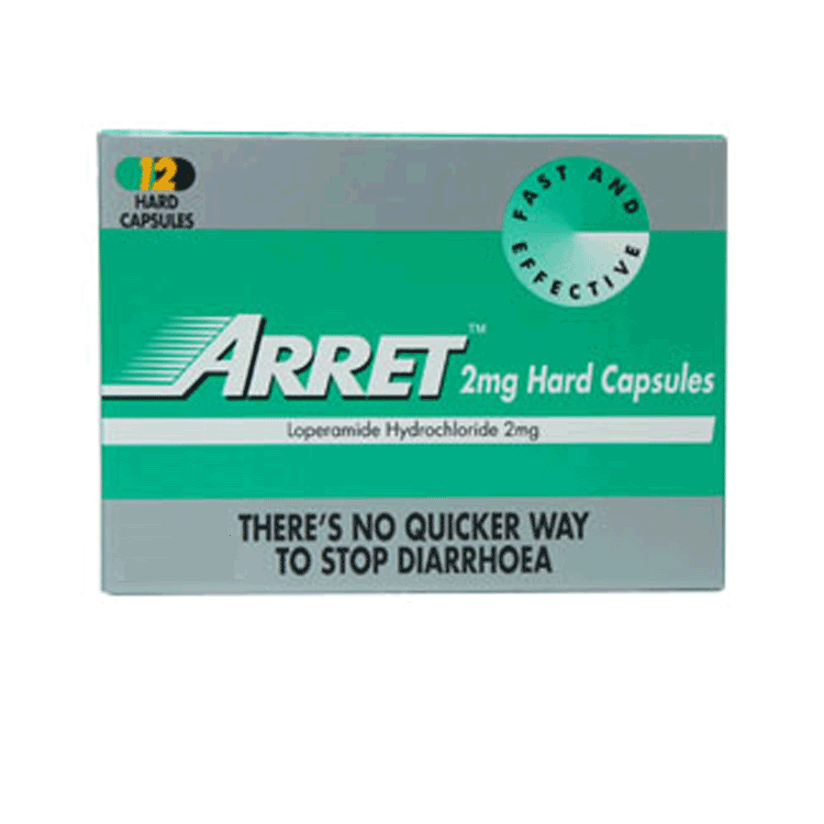 Arret Capsules x 12 - For Diarrhoea