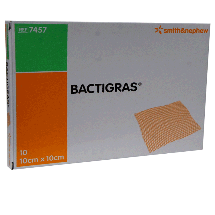 Bactigras Chlorohexidine-verbanden 10 cm x 10 cm x 10