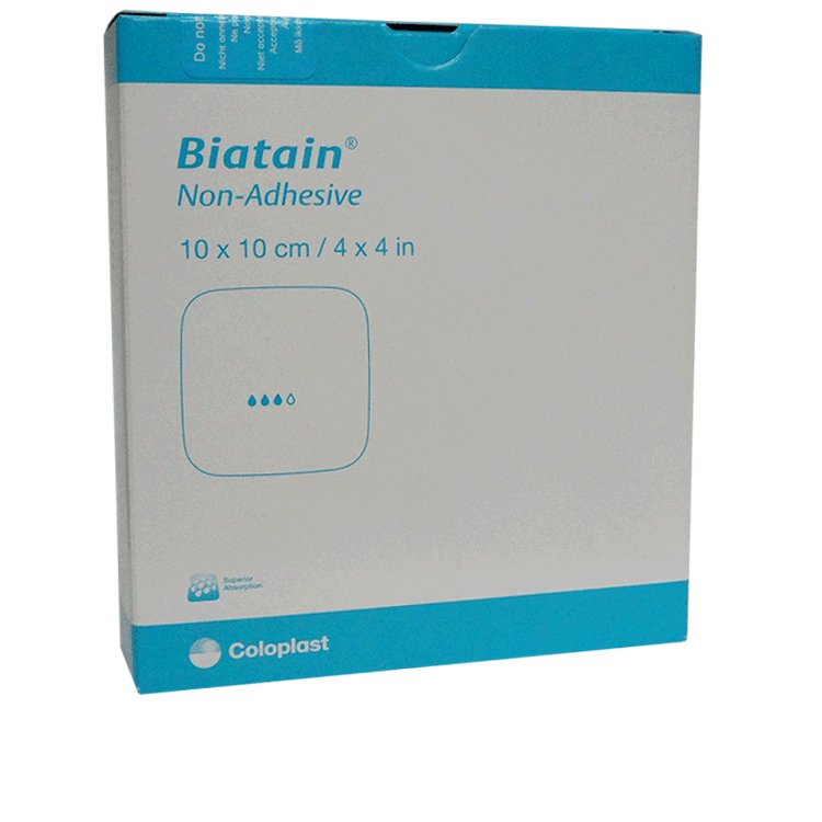 Biatain Nicht haftend 10 cm x 10 cm x 10 Verbände - Absorbierende Polyurethan-Schaumverbände