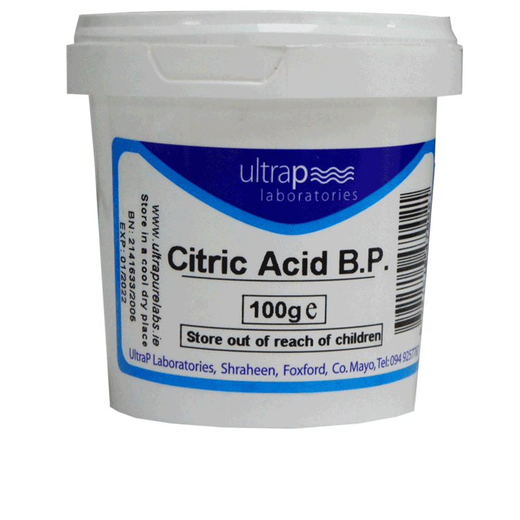 Citroenzuur 100g van Ultrapure - Voor het verwijderen van harde waterafzettingen