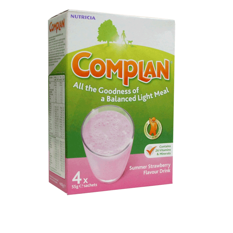 Complan Sachets 4 x 55g - 3 Flavours -  Strawberry, Vanilla and Chocolate