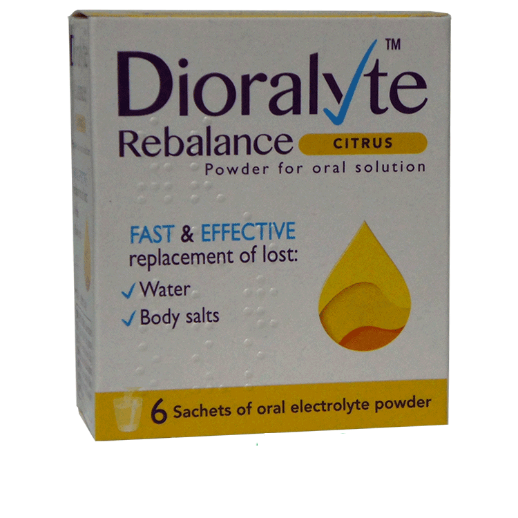 Dioralyte Rebalance Citrus x 6 zakjes - Ter vervanging van zouten die verloren zijn gegaan door diarree en braken