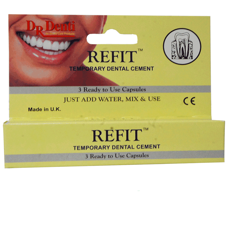 Dr Denti Refit - Temporärer Zahnzement x 3 - Für Füllungen und Kronen