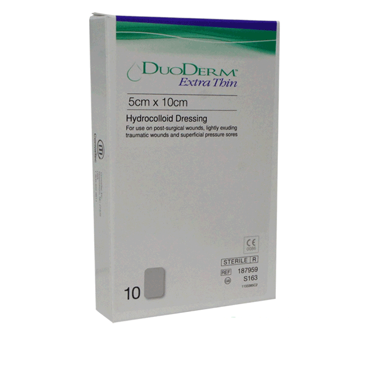 Duoderm extra dunne hydrocolloïdverbanden 5 cm x 10 cm x 10 stuks