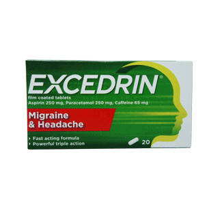 Excedrin film coated tablets x 20 - For Pain, inflammation and fever