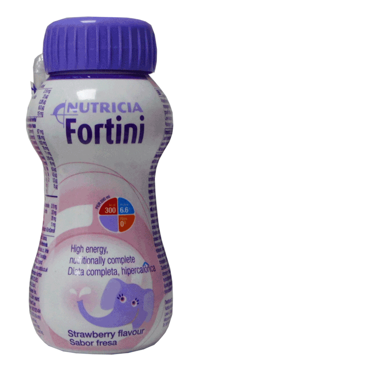 Fortini Erdbeere 200 ml x 4 – Mit oder ohne auslaufsicherem Deckel zur Aufnahme eines Trinkhalms