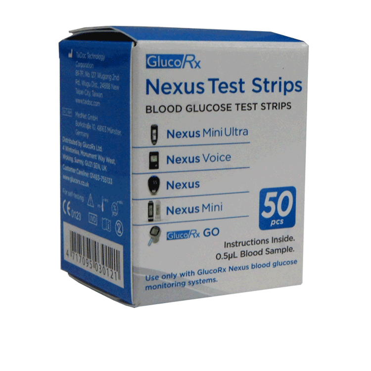 GlucoRX Nexus Test Strips x 50 - For Type 2 and Gestational diabetes