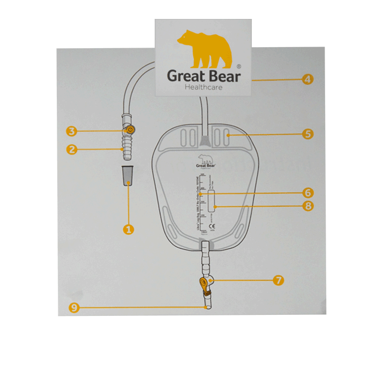 Great Bear Night Bag 2000ml with 100cm Tubing  x 10 - With Lever Tap