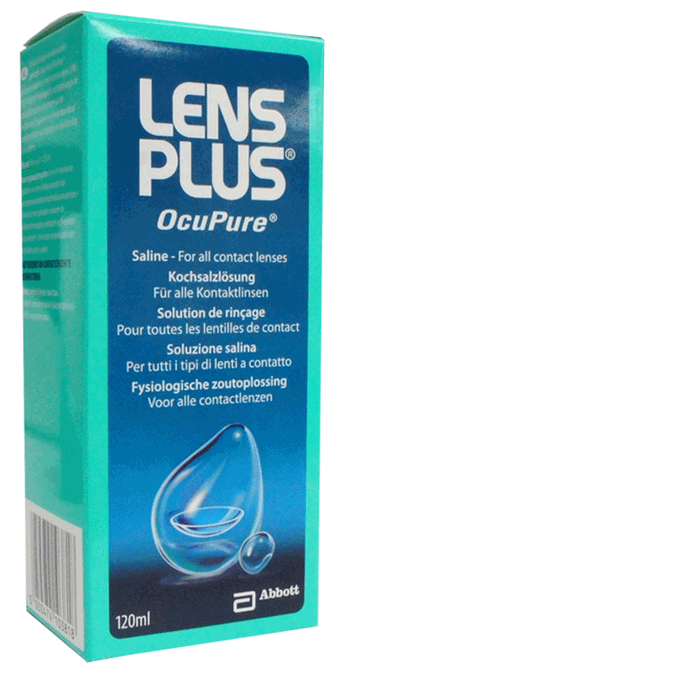 Solution saline Lens Plus OcuPure 120 ml pour toutes les lentilles de contact