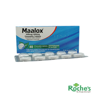 Maalox kauwtabletten met pepermuntsmaak x 40 voor indigestie