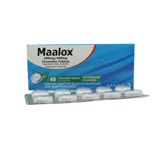 Maalox kauwtabletten met pepermuntsmaak x 40 voor indigestie