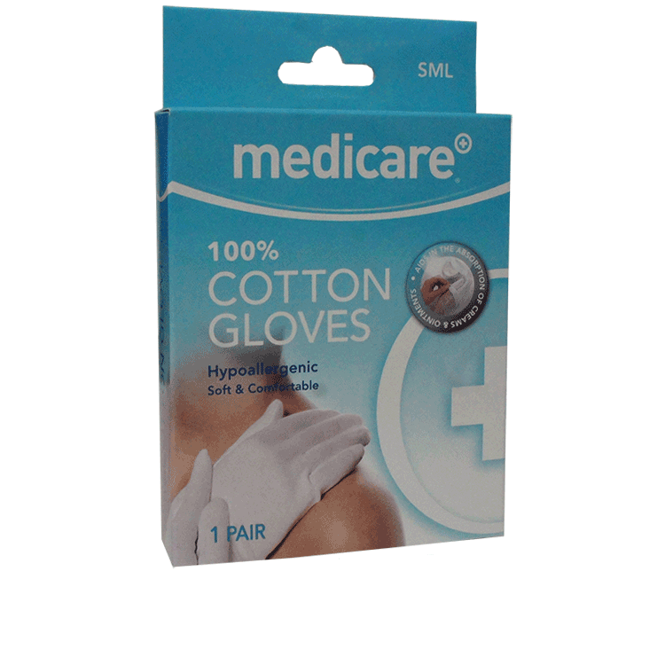 Medicare Cotton Gloves 1 Pair - Small - For Eczema and Dermatitis