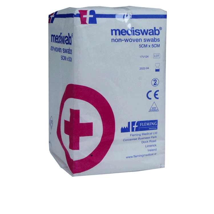 Mediswab non-woven wattenstaafjes 5 cm x 5 cm x 100 - niet-steriel