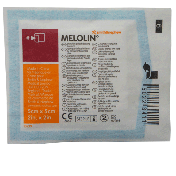 Melolin Non Adherent Dressing 5cm x 5cm x 5 dressings - Sterile