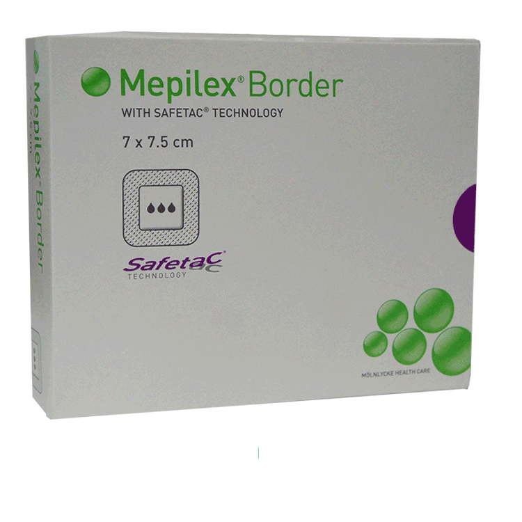 Mepilex Bordure 7 cm x 7,5 cm x 10 - Pansements en mousse de silicone avec bordure adhésive 596211