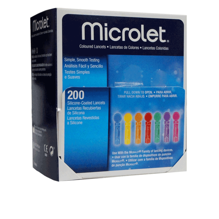 Microlet Coloured Blood Sample Lancets x 200 - For Diabetes Testing with Contour Next