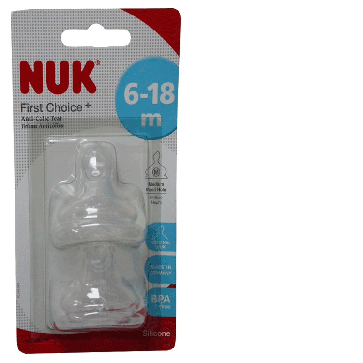 NUK First Choice Babyflasche 0 bis 6 Monate, 150 ml, mit Ersatz-NUK-Sauger x 2 oder Schnabel