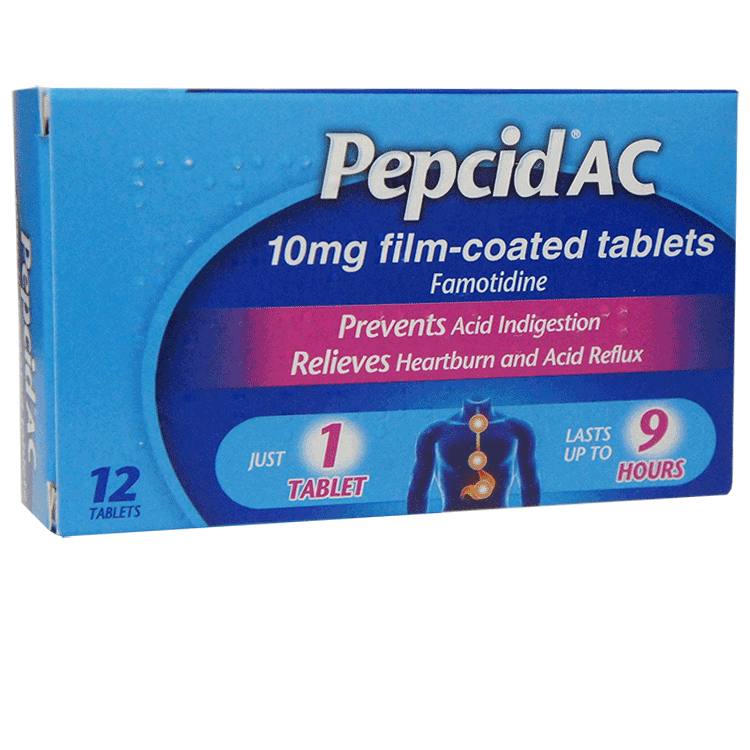 Pepcid AC Famotidine 10 mg tabletten x 12 voor indigestie