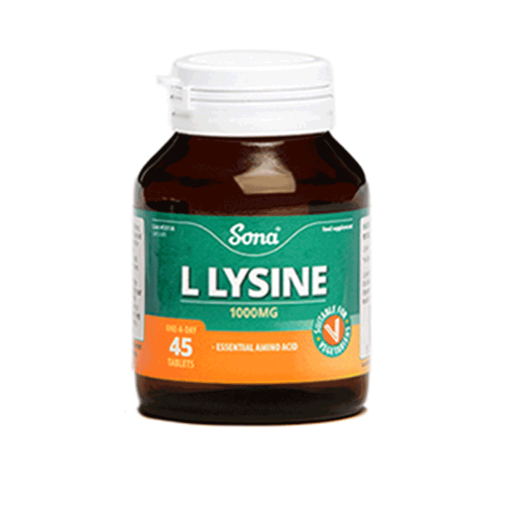 Sona Lysine 1000mg tablets x 45 - For Cold Sore Healing