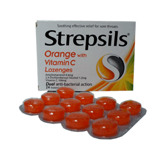 Strepsils Orange and Vitamin C Lozenges x 36 - For Sore throats