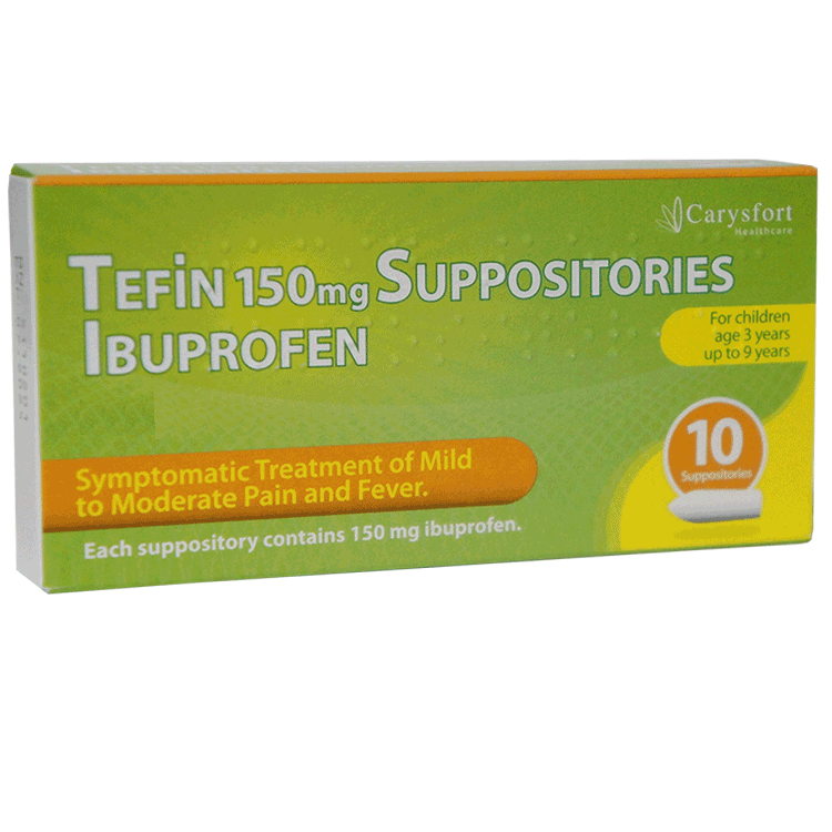 Ibuprofen Suppositories 150mg x 10 ( Tefin ) - For Children 3 to 9 years old