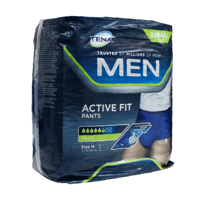 Tena for Men Active fit Pants - 2 Sizes - Pull-ups - With Salts No-Roma De-odourizer 28ml