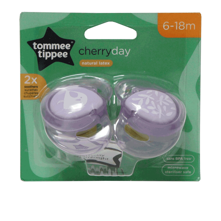 Tommee Tippee Schnuller mit Kirschmotiv aus Latex, 2 Stück, 6–18 Monate