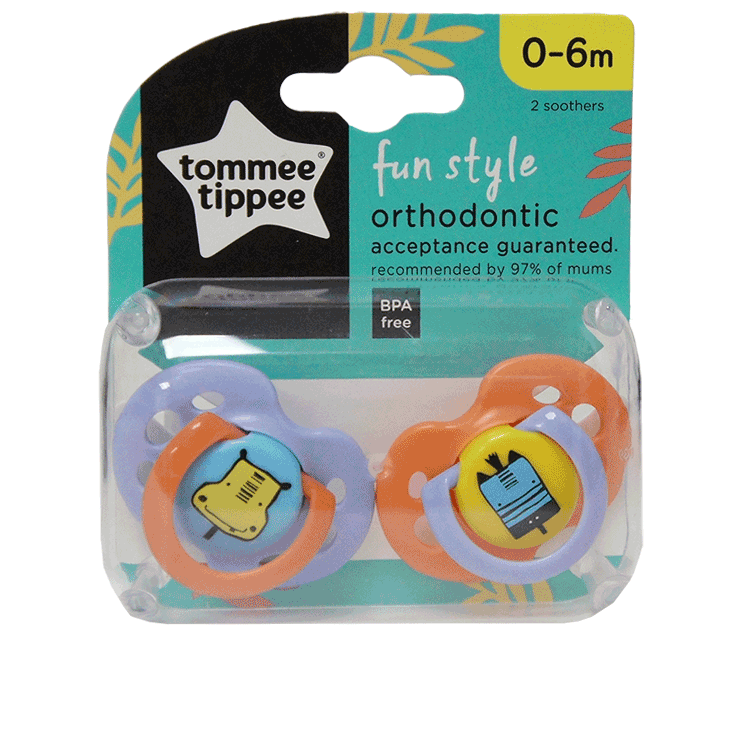 Tommee Tippee Orthodontische Fopspenen x 2 - 0-6 maanden - Leuke stijl