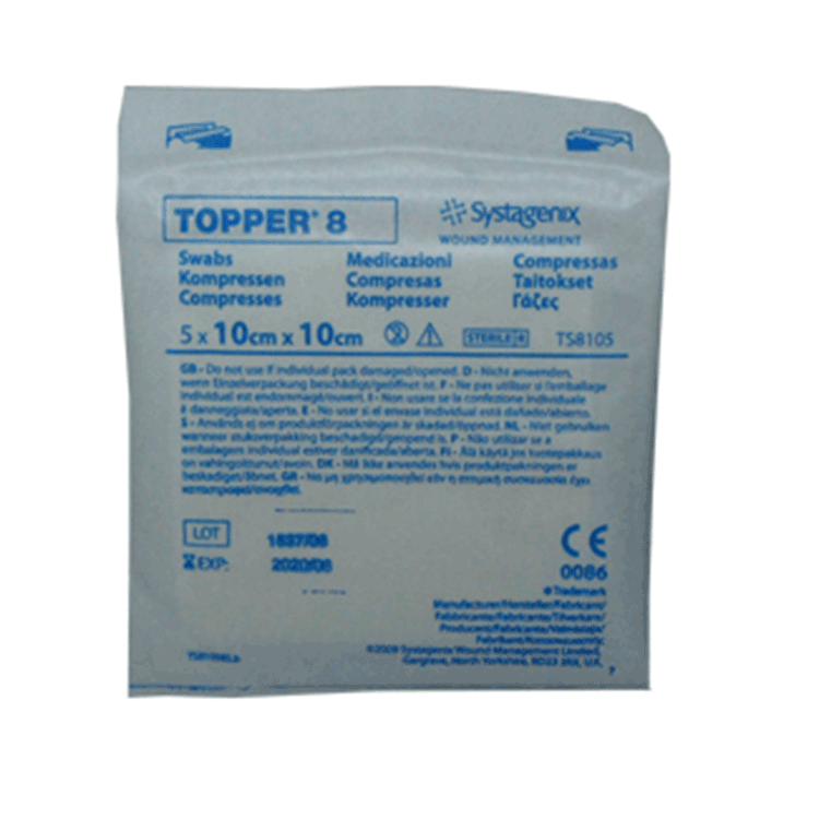 Topper 8 Wattenstaafjes 10 x 10 cm x 5 wattenstaafjes - Steriel