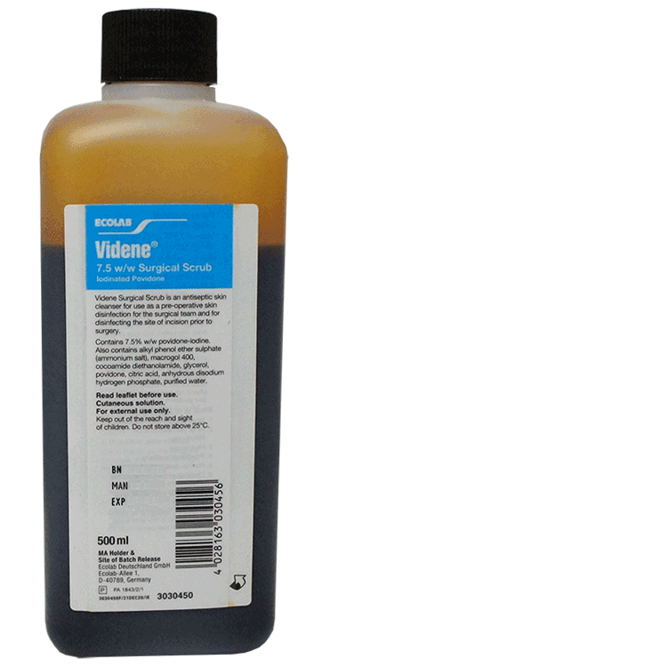 Ecolab Videne Surgical Scrub Povidone Iodine 7.5% 500ml with or without Manual Handpump